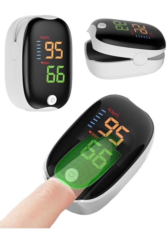 Pulse Oximeter مقياس التأكسج النبضي المحمول على الإصبع للكشف الطبي عن تشبع الأكسجين في الدم، ومراقبة نبض القلب ومعدل ضرباته في المنزل مع شاشة عرض LED عالية الوضوح بأربعة ألوان مضيئة - Image 1